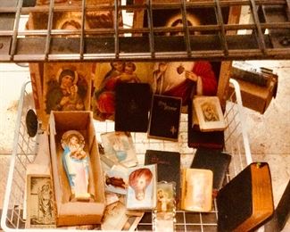 Religious statues, books, cards, phamplets