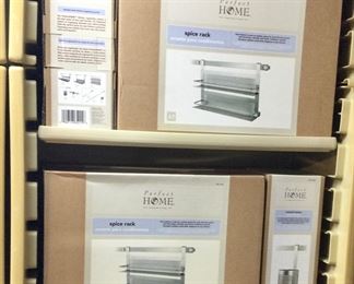 Brand new in box spice racks, stainless steel