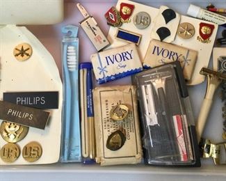 Vintage 60’sMilitary pins,belt buckles, and grooming items