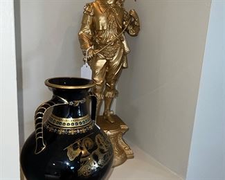 Vintage Metal Don Quixote statue $48
Beautiful Black/Gold Porcelain Vase $48