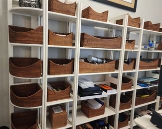 Wooden Shelves w/ Lot of Baskets 