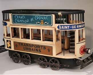 Antique 1930s Handmade French Double Decker Trolley Car Model 