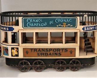 Antique 1930s Handmade French Double Decker Trolley Car Model 