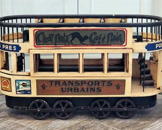Antique 1930s Handmade French Double Decker Trolley Car Model 
