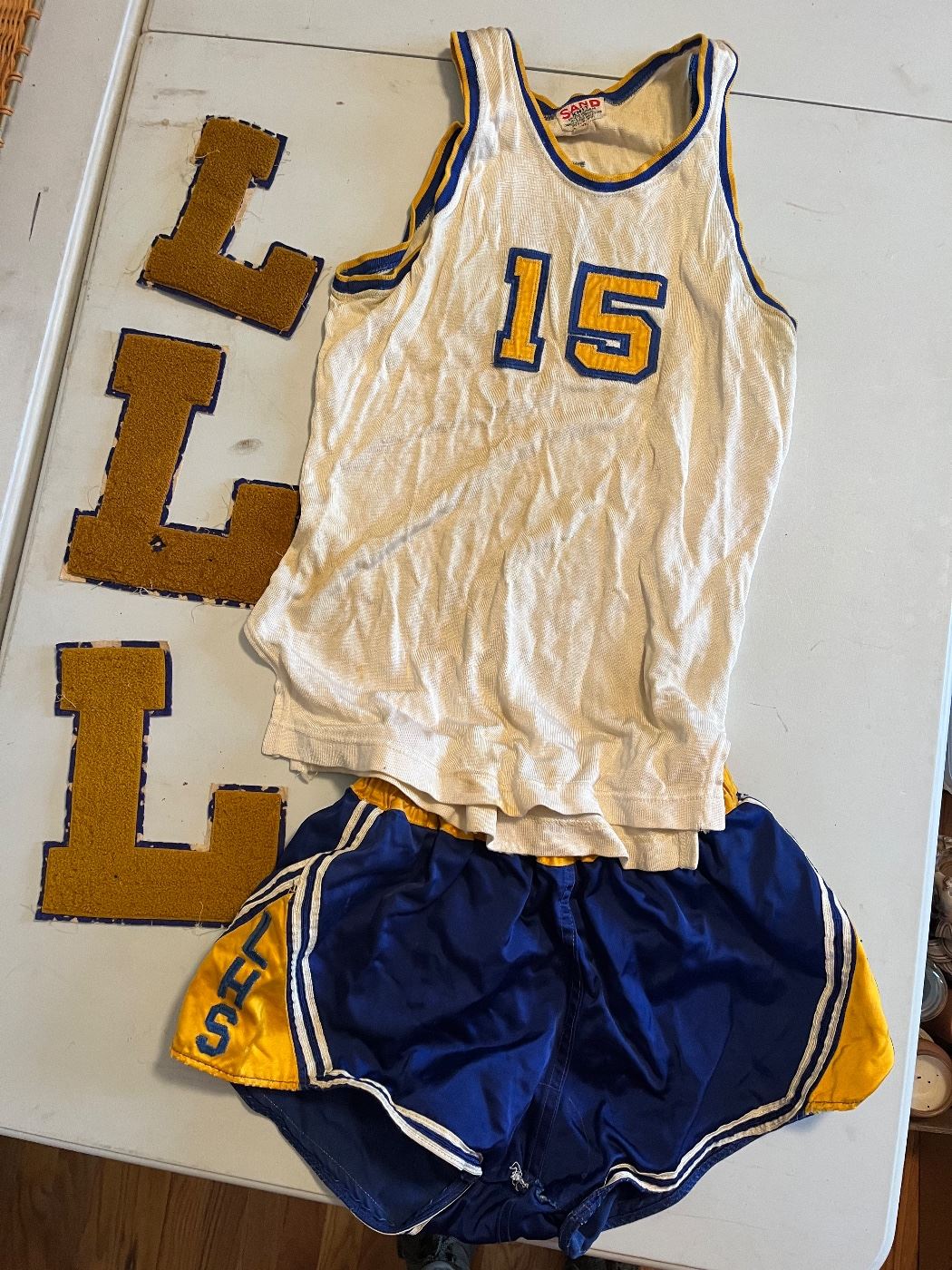 Vintage 1950’s LaPaz basketball uniform and varsity letters