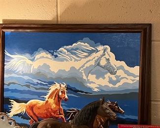 Cast Iron Draft Horse Statue and horse painting