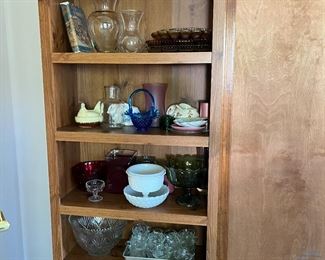 Vintage and antique glassware and bookcase