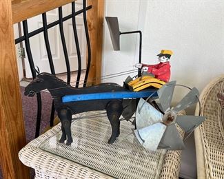 Vintage In motion Horse Sulky Driver Windmill
