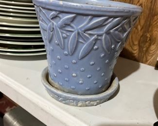 Vintage Nelson McCoy light blue pottery planter