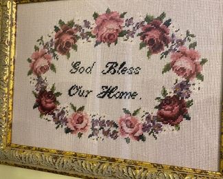 "God Bless Our Home" needlepoint!