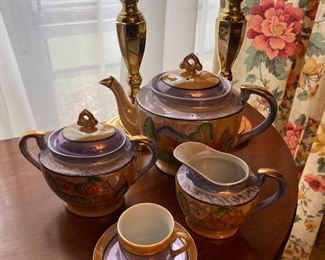 Brass Candlesticks & Asian Tea Set!