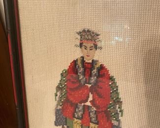 One of a PAIR of Asian Needlepoint pictures!