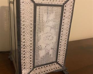 Embroidered Lamp in Leaded Glass!