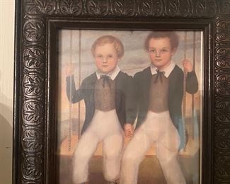 Antique Pictures of 2 boys swinging!