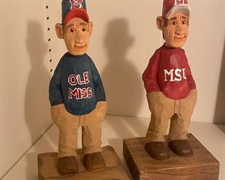 Ole Miss & MSU  carved wooden fans!