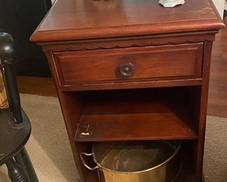 Vintage Mahogany Side Table with 1 Drawer and 2 Shelves