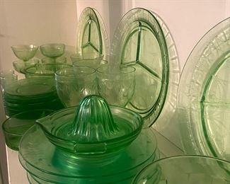 More great pieces of green Depression Glass