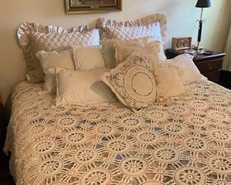 Antique Hand Crocheted/"tatted" Bedspread!