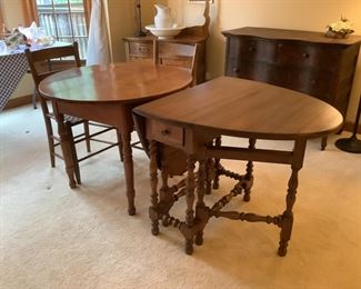 Two antique tables…gateleg table with drawer ($125) or round table with 4 chairs. ($175)