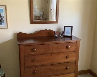Antique cherry dresser..42” w x 16” d x 40t. With mirror $225