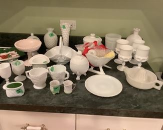 Variety of milk glass pieces