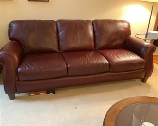 Matching leather sofa.  Presale $395. Measures 89” w x 39” d x 36” h.  No smoking or pets.  Terrific condition.
