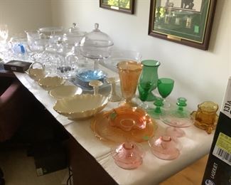 Iris pattern glassware, compotes, serving dishes and more 