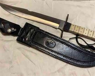 Colt Bowie Knife With Bone Handle Leather Sheath