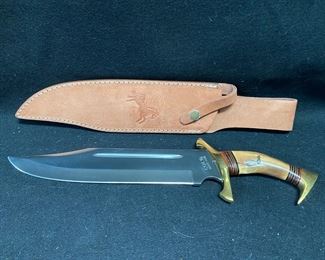 Colt Bowie Knife With Antler Handle Leather Sheath