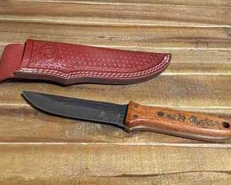 Colt Hunting Knife With Wood Handle Brass Inlay