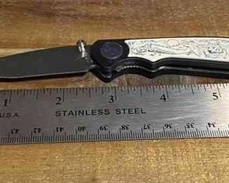 Sam Colt Signature Series Folding Pocket Knife With Wolf Design