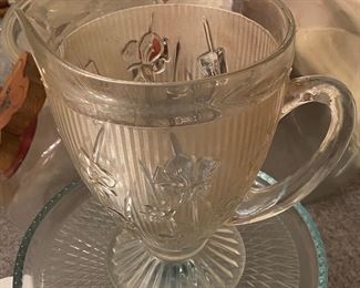 Clear Iris and Herringbone Pitcher