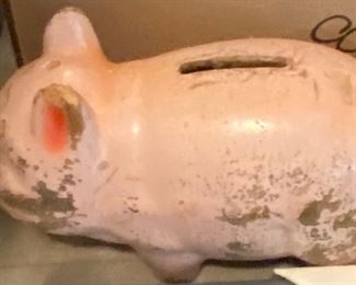 Vintage Piggy Bank with Coins