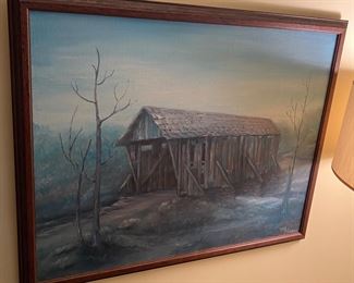 Pisgah Covered Bridge Painting by Mary Trogdon