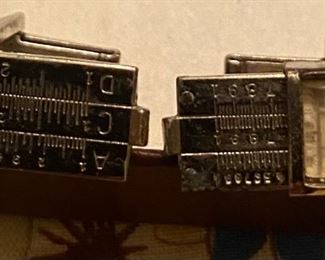 Figural Slide Rule Tie Bar and Cufflink Set (Moves)