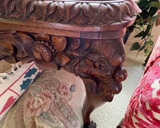Cheese wood carved table 
