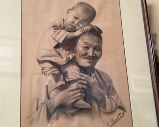 Japanese charcoal drawing 