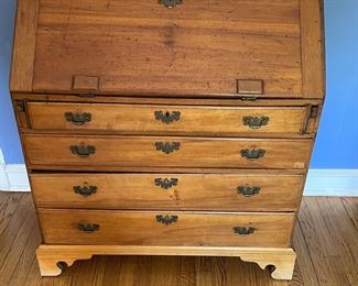 antique drop front desk with 4 drawers