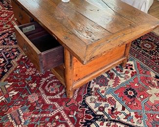 Plunkett coffee table with storage, made from reclaimed woods.