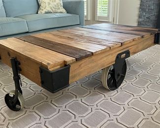 Brutalist, industrial dolly coffee table