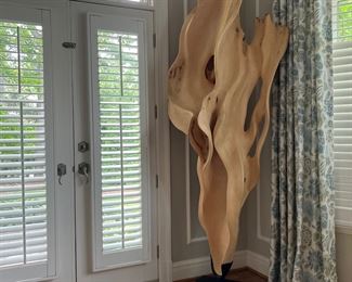 Spectacular, large carved and polished wood sculpture