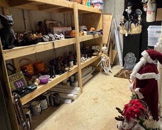 Unfinished lower level holiday decor