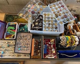 Vintage jewelry, necklaces, rings, brooches