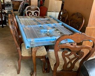 #72 Glass Top Table w/Ball & Claw Feet w/6 Chairs Ball & Claw Feet - 72x43x30 $180.00