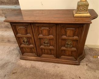 #11 entry table with 2 doors and 1 shelf as is finish48x12x29 $75.00