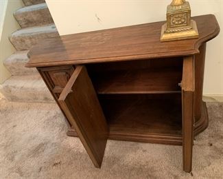 #11 entry table with 2 doors and 1 shelf as is finish48x12x29 $75.00