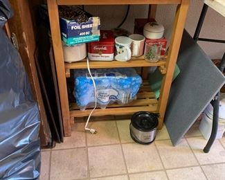 #13 wood cart with 2 shelves and wood top 24x18x30 $75.00