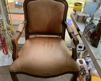 #23 Leather Chair w/nailhead trim as is finish $20.00