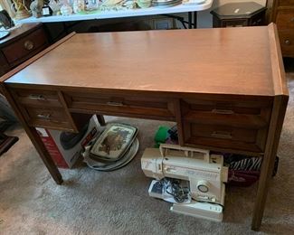 #27 Wood 5 drawer Desk - (as is finish) - 48x24x29 $65.00