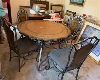 #35 Heavy Metal Base w/faux leather look top w/4 chairs - 47x30 $120.00